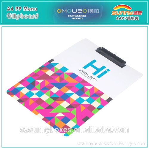 China Manufacturer Cheap A4 PP Drawing Folder With Board Clip